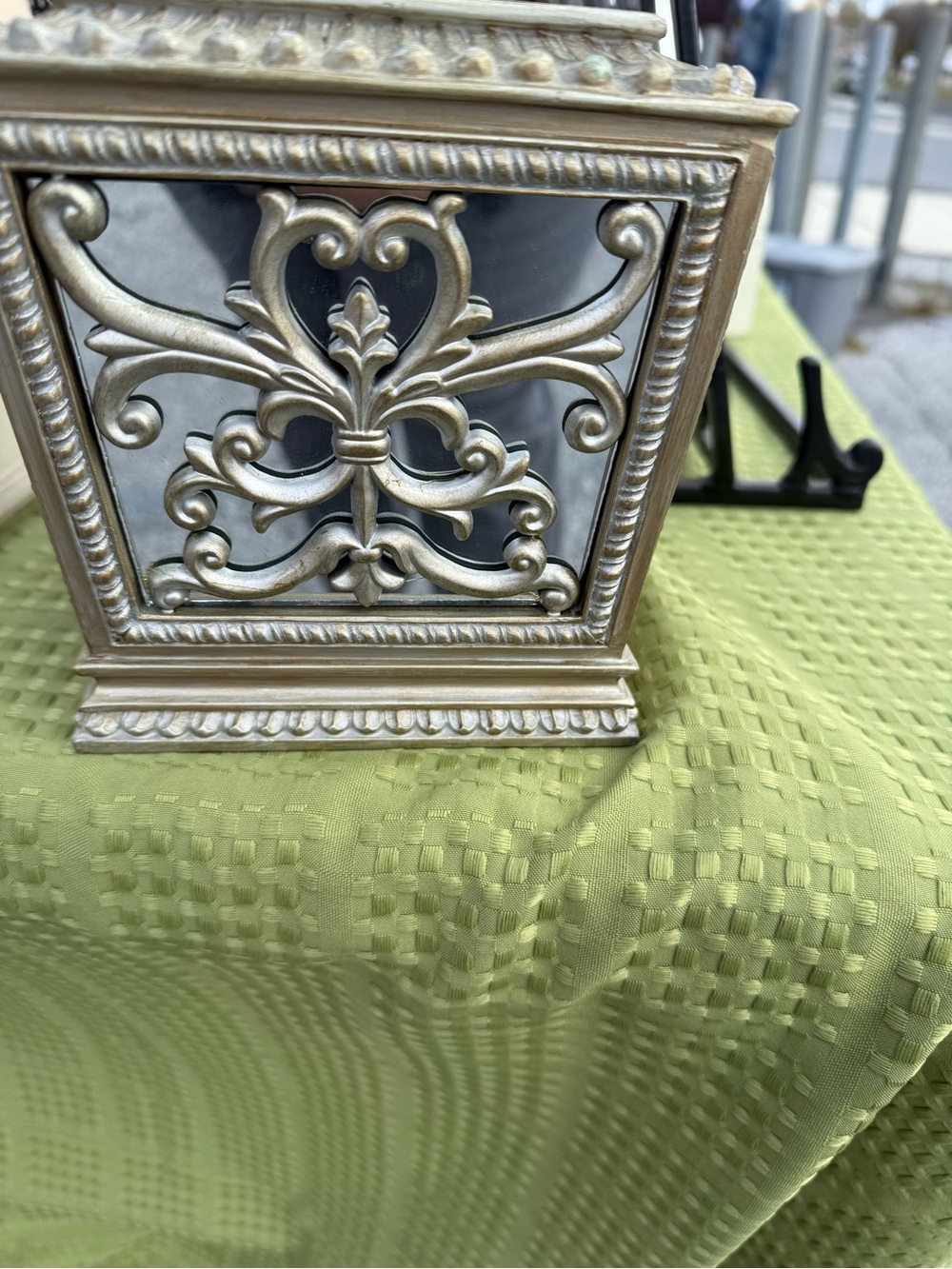 Ornate Decorative Mirrored Accent Box - Gold Finish